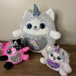 Lot of 3 Rainbocorns Puppycorn Rescue Gray Husky Kittycorn Pink Black see INFO